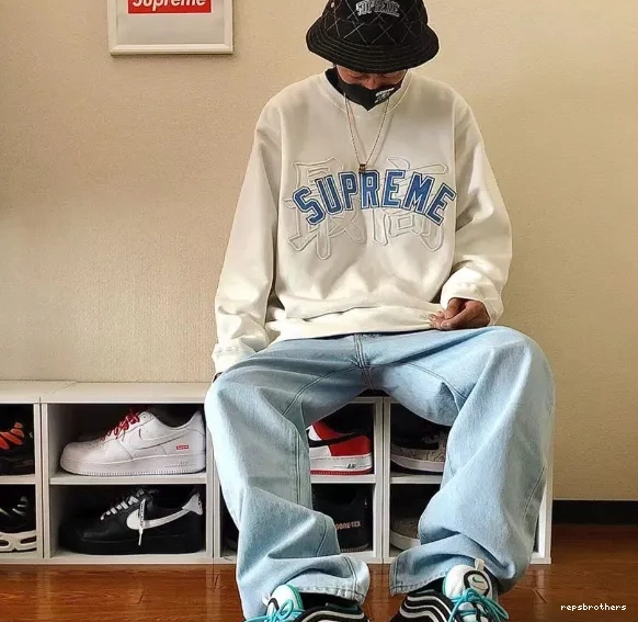 Crewneck L Kanji XL Hoodie Black 20SS White Logo Round S Embroidered Neck Royal Blue Highest M Grey 1005